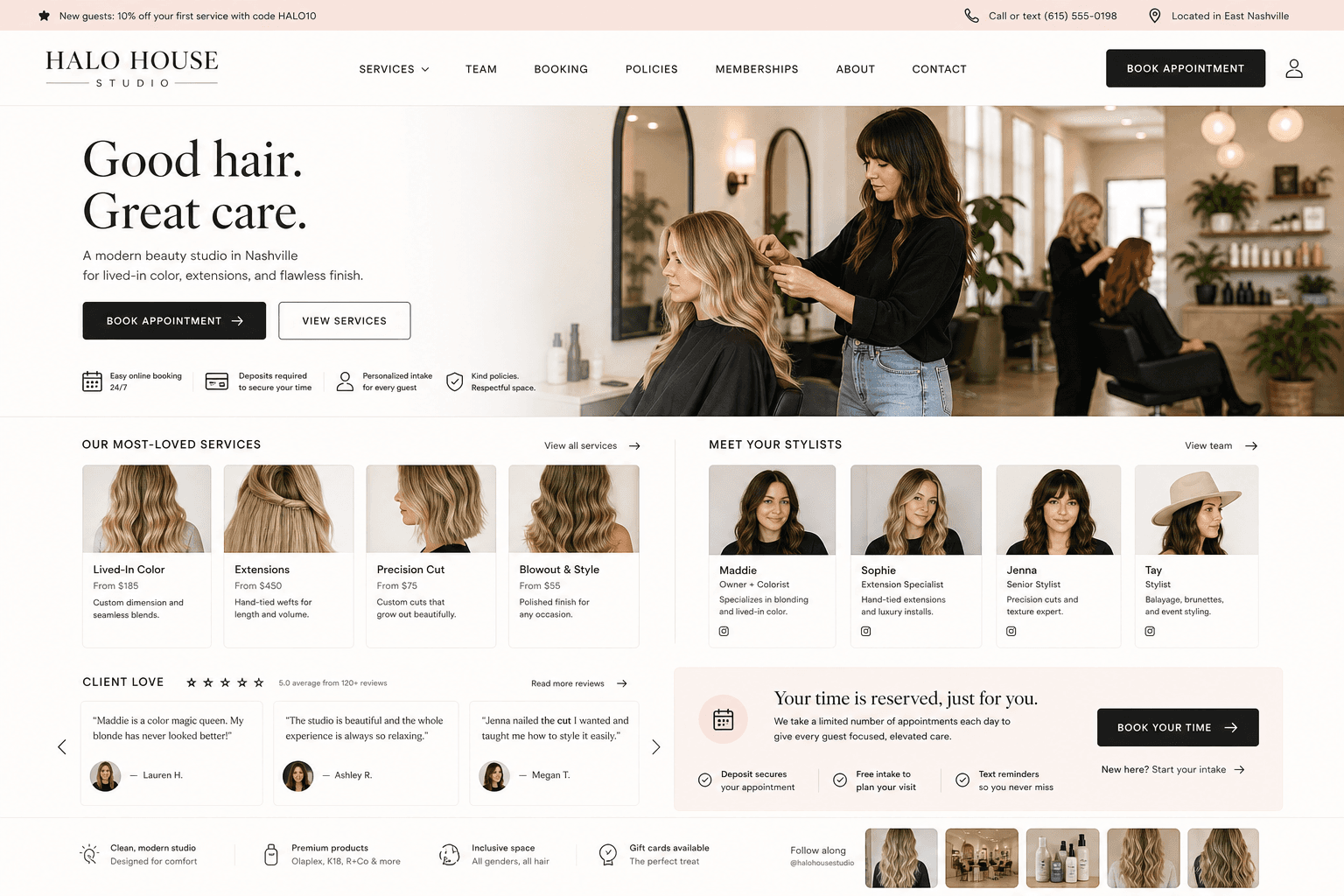 Generated home page preview for Halo House Studio.